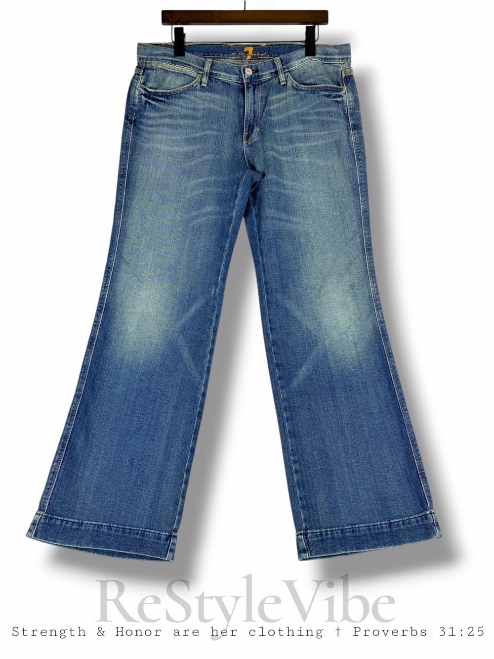 7 FOR ALL MANKIND Women’s Size 32 Denim Jeans Bootcut 100% Cotton Made In USA